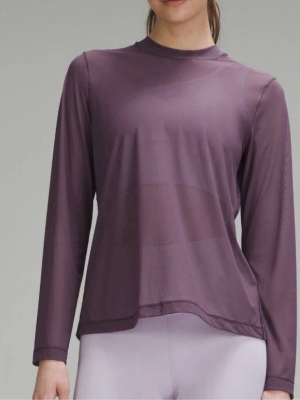 lululemon Keyhole Mesh Long-Sleeve Grape Thistle PTP 17.5”